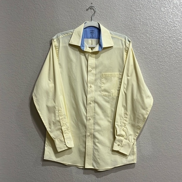 Chaps Shirt Mens Medium Yellow Striped Long Sleeve Dress Button Down Easy Care - Picture 1 of 8